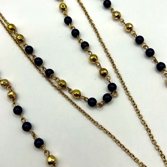 Vintage Tri-Layered Navy/Gold Chain Necklace. - Picture 3 of 6